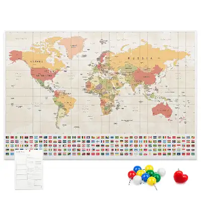 Printed Cork Board World Map