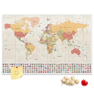 Printed Cork Board World Map
