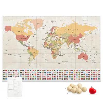 Printed Cork Board World map design