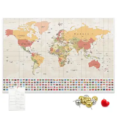 Printed Cork Board World Map