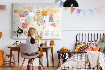 Printed Cork Board World Map