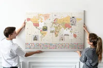 Printed Cork Board World Map