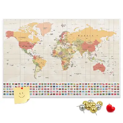 Printed Cork Board World map design