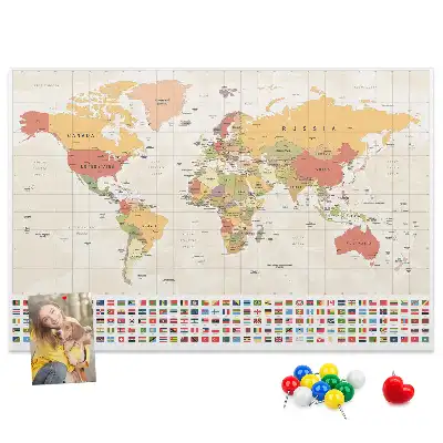 Printed Cork Board World Map