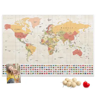 Printed Cork Board World Map
