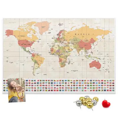 Printed Cork Board World Map