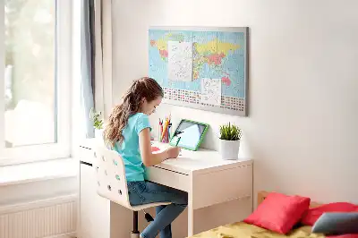 Printed Cork Memo Board Geography world map