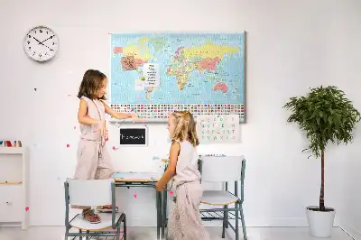 World Map Printed Cork Memo Board