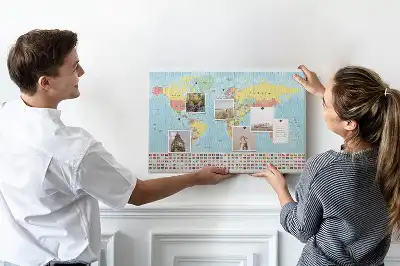 World Map Printed Cork Memo Board