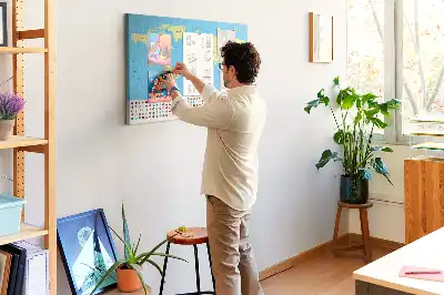 Classic world map cork memo board