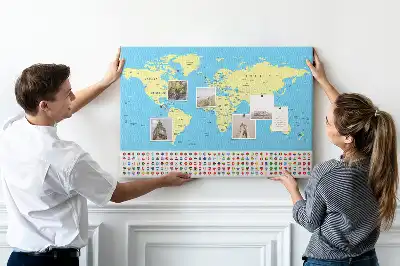 Cork memo board Classic world map