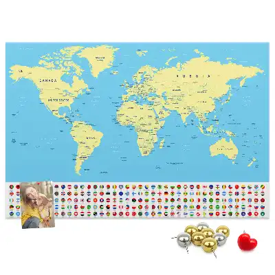 Cork memo board Classic world map