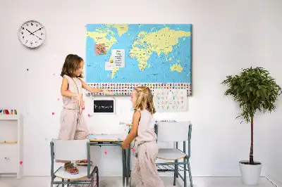 Cork memo board Classic world map