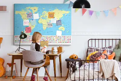 Cork memo board Classic world map