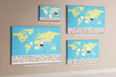 Classic world map cork memo board
