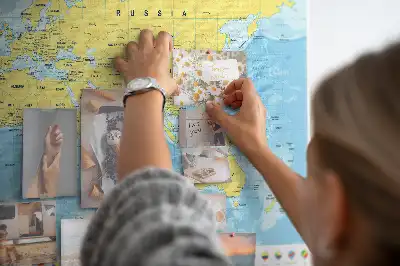 Printed cork board world map with flags