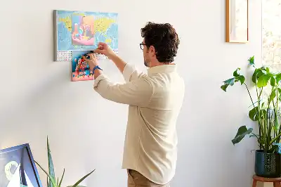 Printed cork board world map with flags