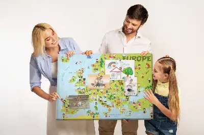 World Map Printed Cork Memo Board with Flags