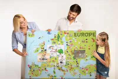 World Map Printed Cork Memo Board with Flags