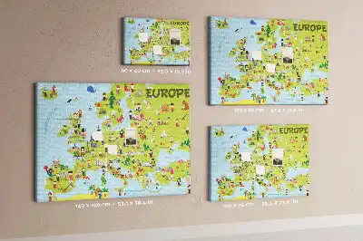 World Map Printed Cork Memo Board with Flags
