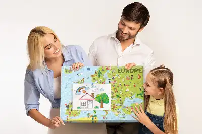 World Map Printed Cork Memo Board with Flags