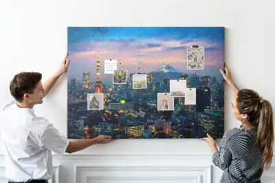 City at night cork memo board