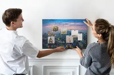 City at night cork memo board