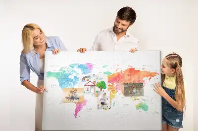Watercolor World Map Printed Cork Board