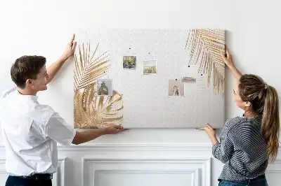 Tropical leaves cork memo board