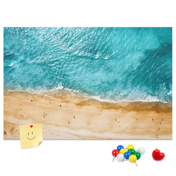 Printed Cork Board Sea beach people