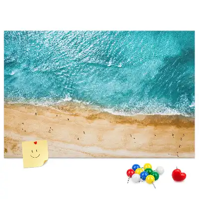 Printed Cork Board Sea beach people