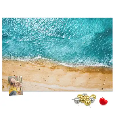 Printed Cork Board Sea beach people