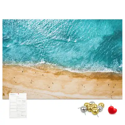 Printed Cork Board Sea beach people