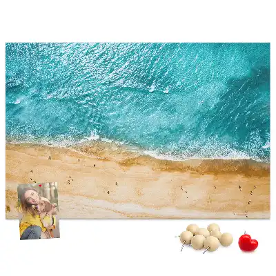 Printed Cork Board Sea beach people