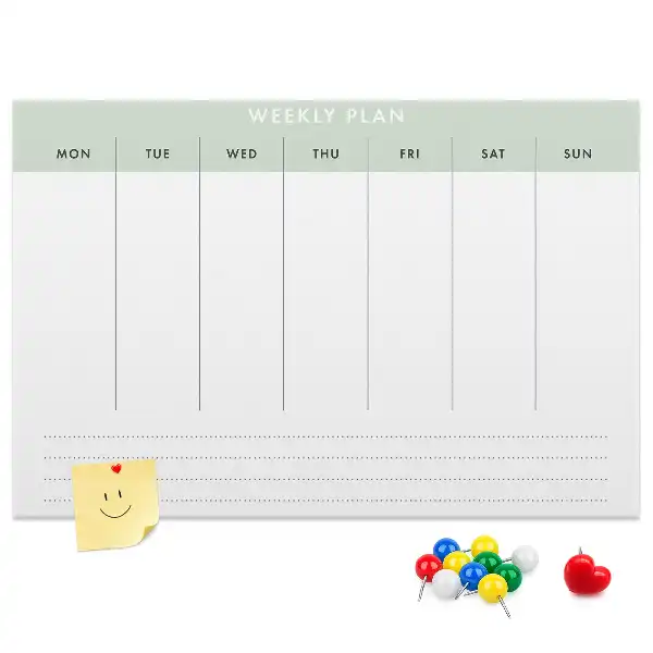 Weekly planner cork memo board