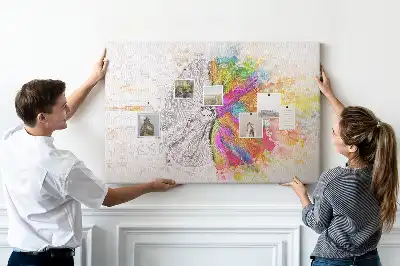 Brain Abstraction Printed Cork Memo Board