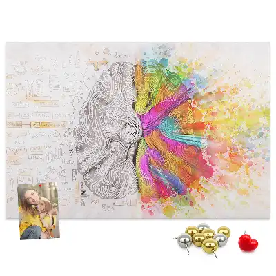 Brain Abstraction Printed Cork Memo Board