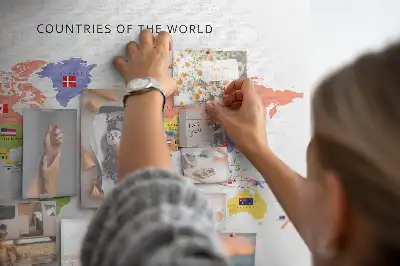 Cork Memo Board with World Flag Map