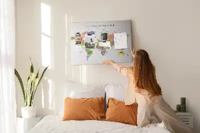 Cork Memo Board with World Flag Map