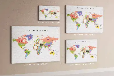 Cork Memo Board with World Flag Map