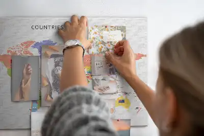 Cork Memo Board with World Flag Map