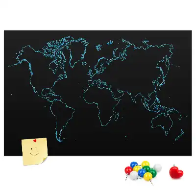 Printed Cork Board World map contours
