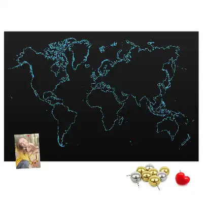 Printed Cork Board World map contours