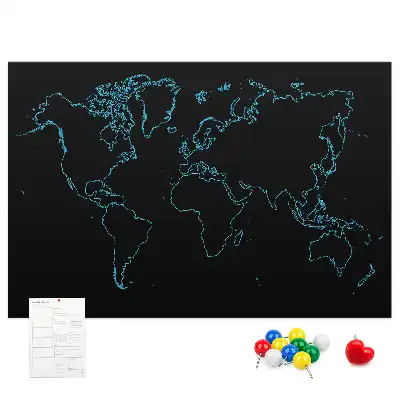 Printed Cork Board World map contours