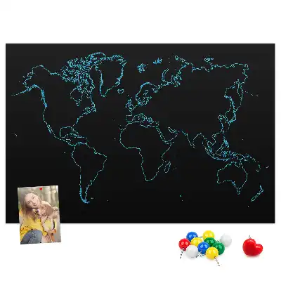 Printed Cork Board World map contours