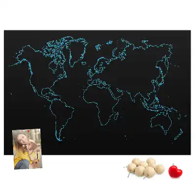 Printed Cork Board World map contours