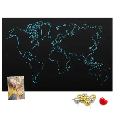 Printed Cork Board World map contours