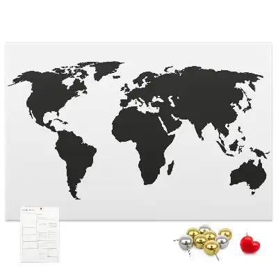 Black world map cork memo board