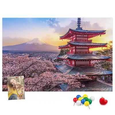 Japanese Architecture Printed Cork Board