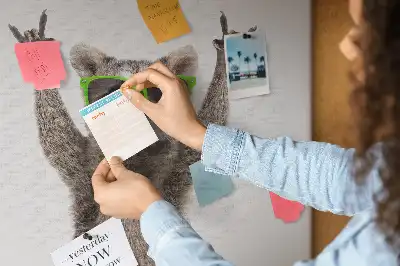 Printed Cork Memo Board Raccoon wearing glasses